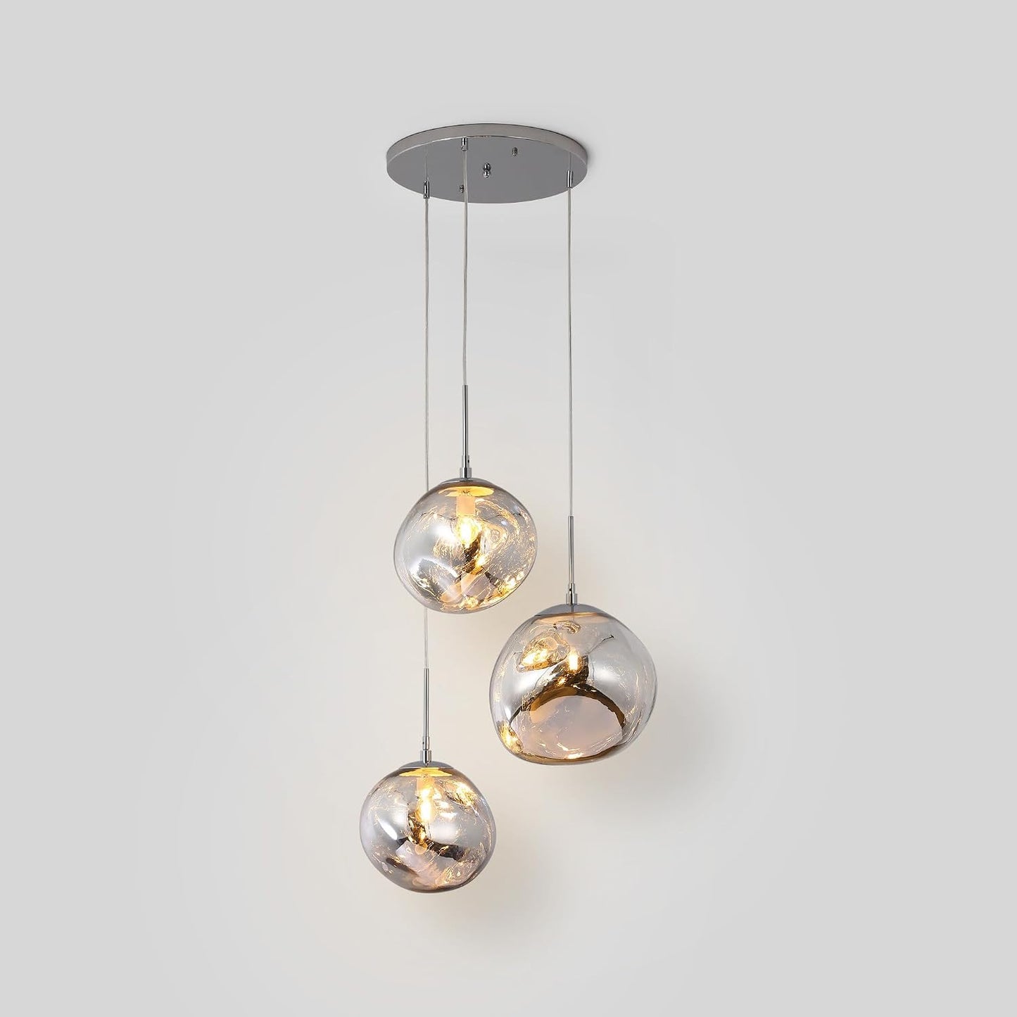 BARCELONA LED Lustre Suspendu Triple En Cristal Moderne "KADNIS" - 3 Lumières E27, Design Style Vintage/Industriel/Scandinave/Rustique, Pour Salon, Chambre D'Ado, Bureau Ou Entrée, Chrome