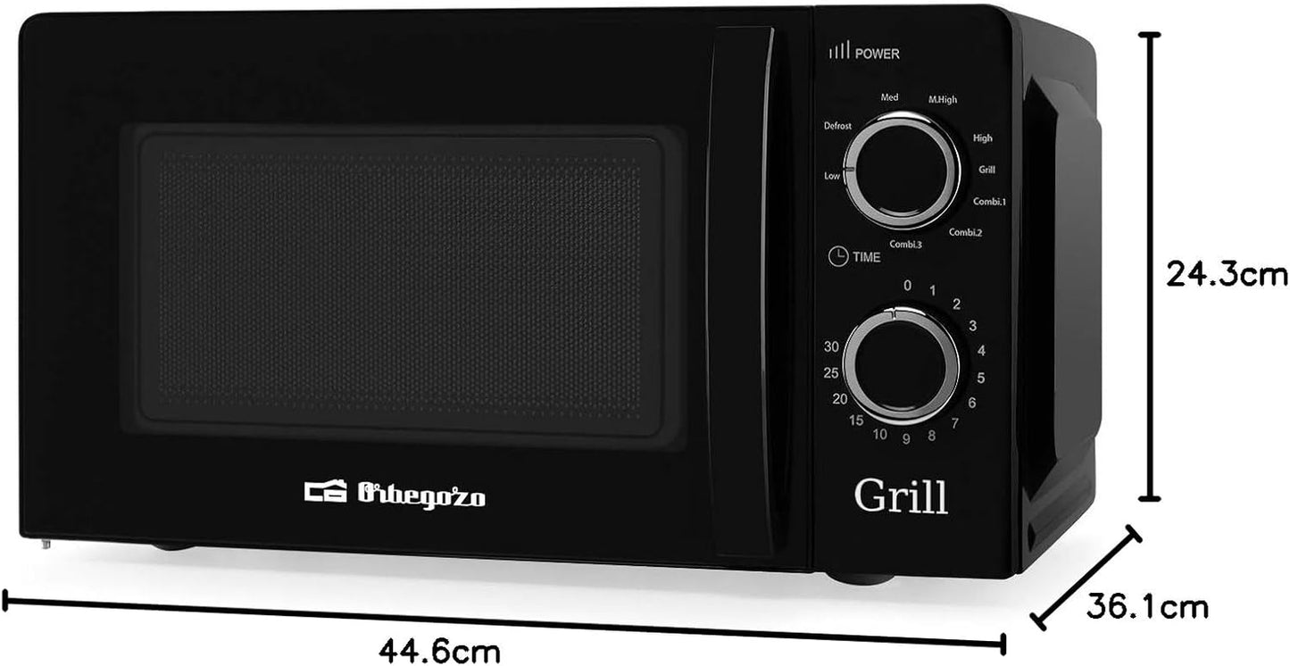 MIG 2131 - Four À Micro-Ondes Avec Grill, 20 L De Capacité, 5 Niveaux De Fonctionnement Et 3 Fonctions Combinées, Minuterie Jusqu’À 30 Min, 700 À 900 W, Noir