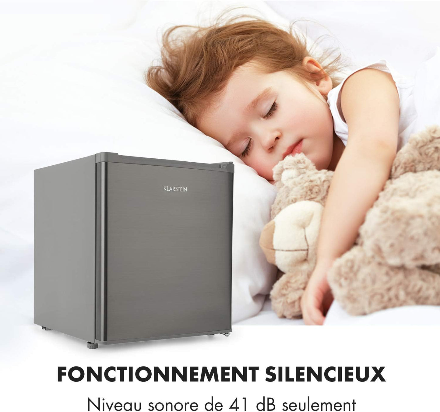 Snoopy Eco - Mini-Réfrigérateur, Peu Encombrant, 46 Litres, Congélateur De 4 Litres, Clayettes Réglables, Parfait Pour Les Petits Ménages - Gris