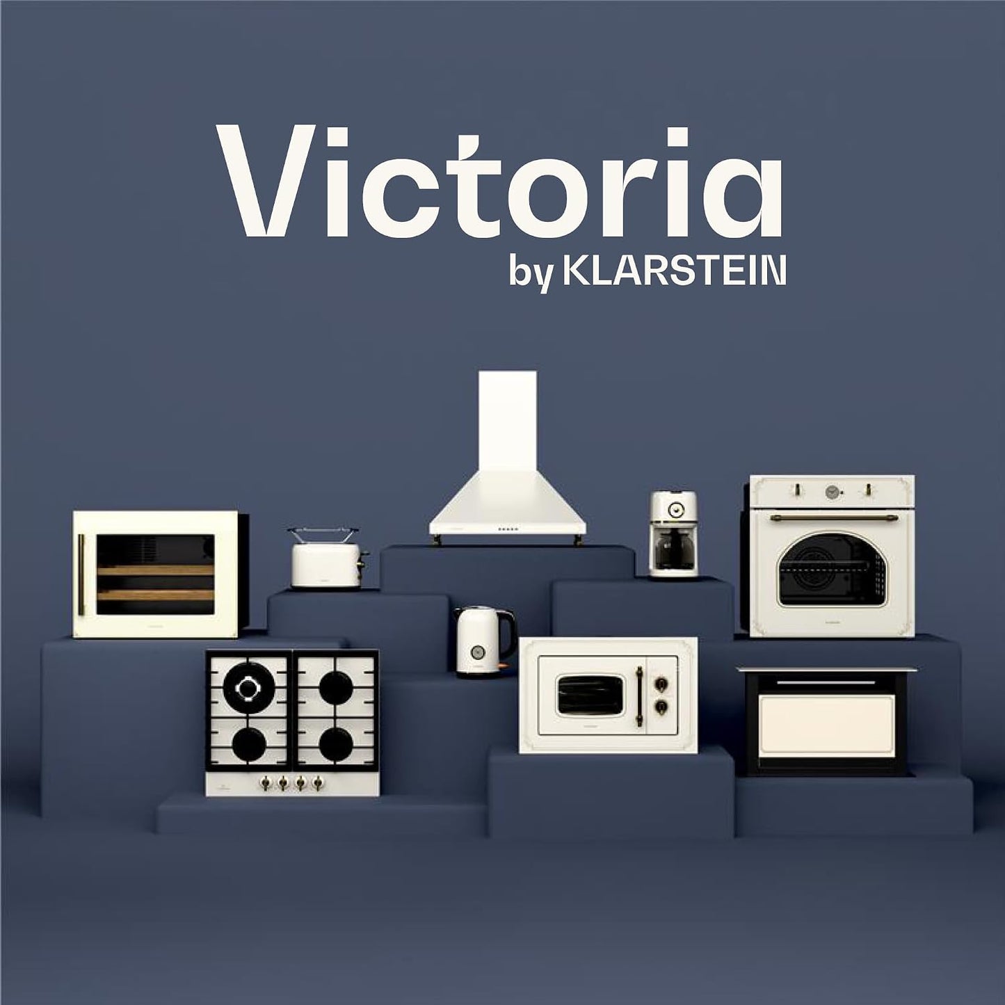KLARSTEIN Victoria Hotte Aspirante - 90Cm Hotte Cuisine Angulaire, Débit D'Air 400 M³/H, Panneau Tactile LED, A++ Énergie, Silencieuse 52 DB, Crème & Or, Extraction & Recirculation