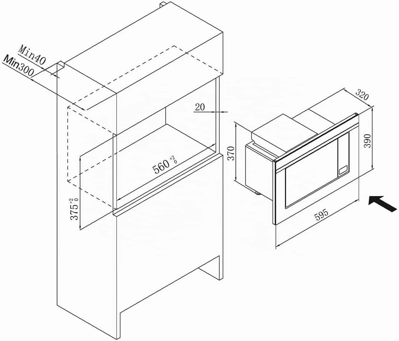 EMW 13170 S Intégré (Placement) 20 L 700 W Noir