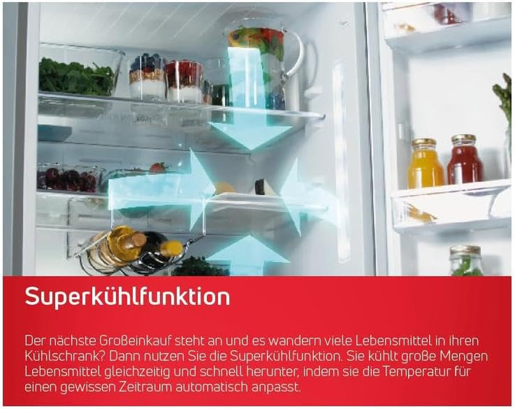 Amica KGCL 387 150 S Stand Kühl-Gefrierkombination, 55 Cm Breit, 262 L, Automatische Abtauung, Frostcontrol, Superkühlen, Vitcontrol, Edelstahl Schwarz