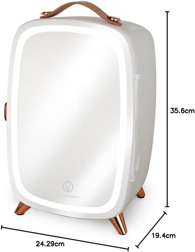 SCMF6W, Mini Frigo Cosmétique 5L, Fonction Froid, Moteur Brushless, Miroir Avec LED, 1 Étagère, 240W, Blanc