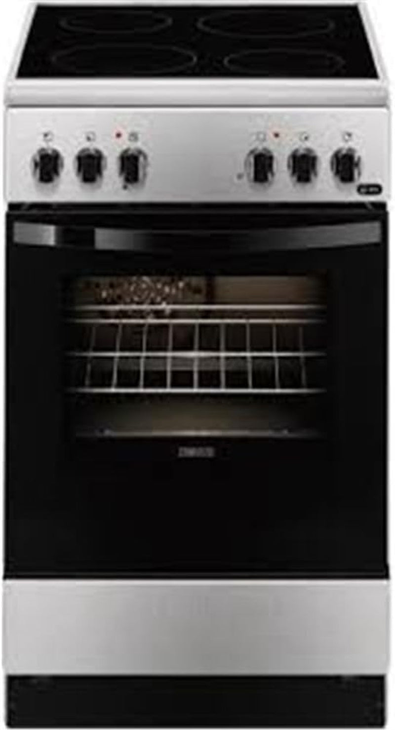 Zanussi ZCV550G1XA Autonome a Noir, Acier Inoxydable Four Et Cuisinière - Fours Et Cuisinières (Cuisinière, Noir, Acier Inoxydable, Boutons, Rotatif, Devant, Verre-Céramique, Moyen)