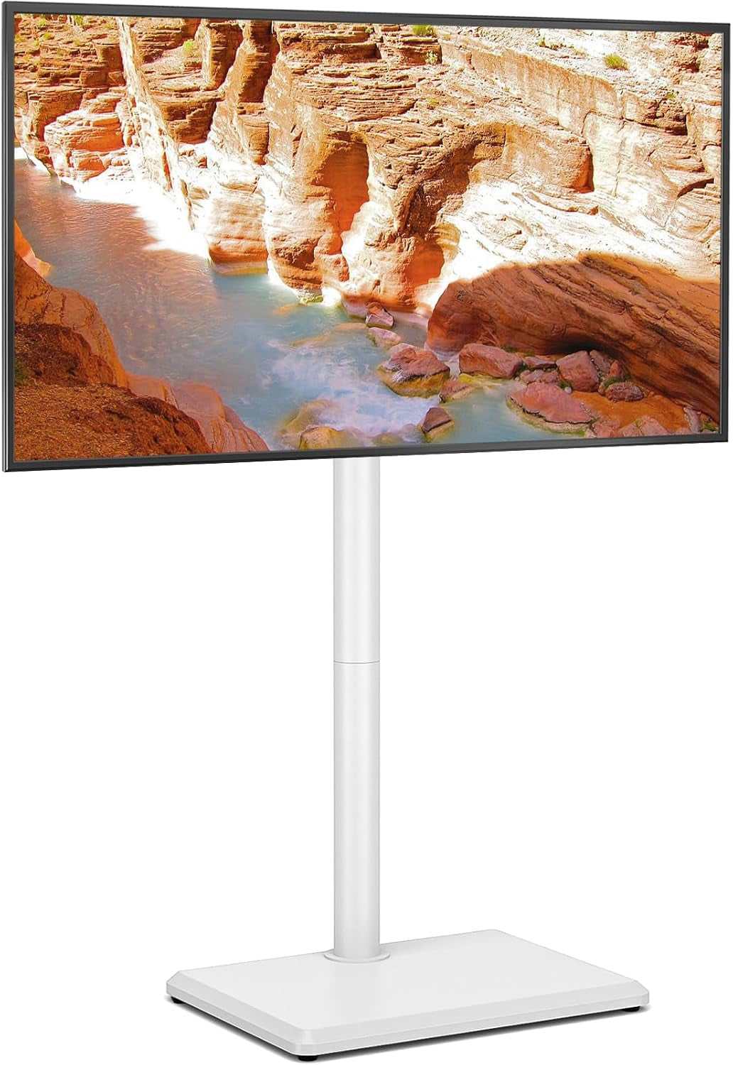 Support TV Au Sol Pour Téléviseurs De 32 À 60 Pouces, Support TV Haut Avec Pieds De Support, Support Tvs D'Angle Slim, Hauteur Réglable, Pivotant, Max VESA 400X400Mm Jusqu'À 40Kg