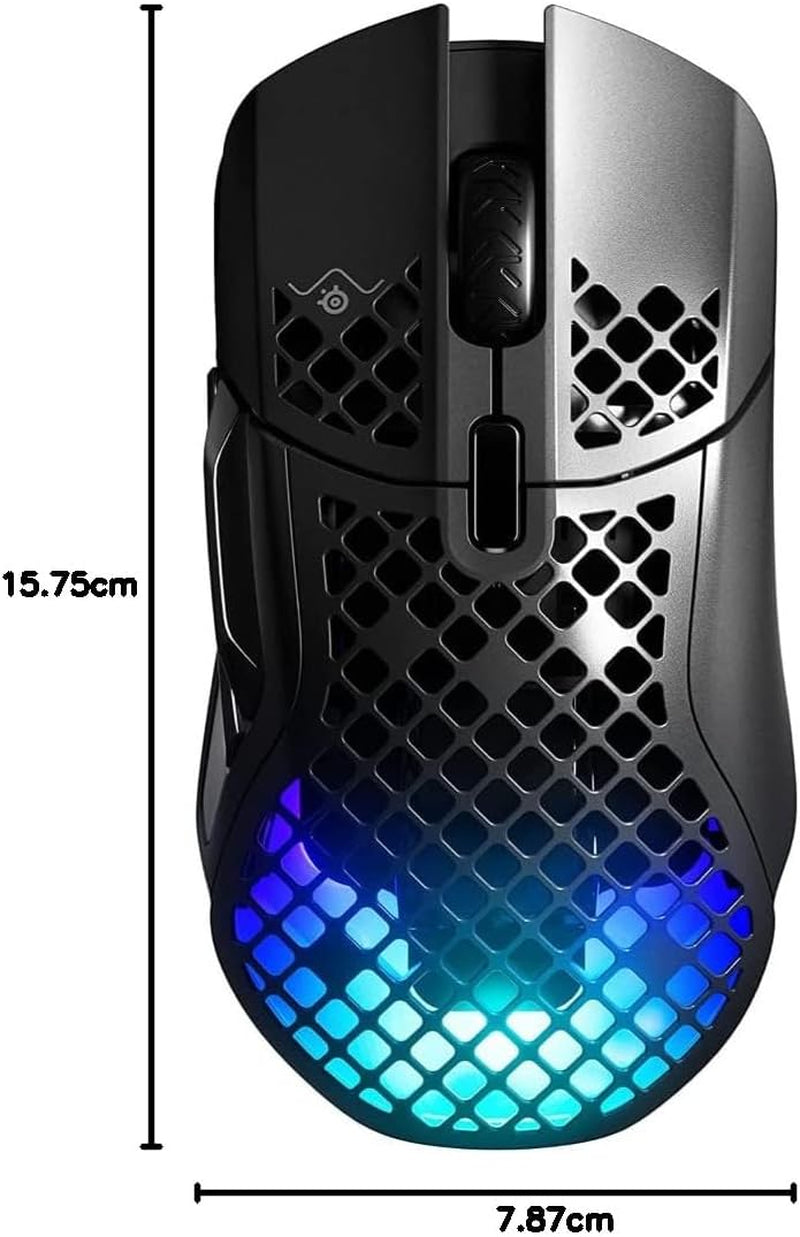 Aerox 5 Wireless - Souris Gaming Perforée RGB - Design Ultra-Léger Et Étanche - 9 Boutons - Bluetooth/2.4 Ghz - Capteur Optique Truemove Air 18K DPI