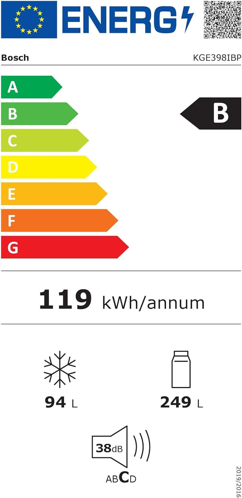 KGE398IBP - Série 6, Réfrigérateur Combiné Pose-Libre, 201 X 60 Cm, Inox anti Trace De Doigts