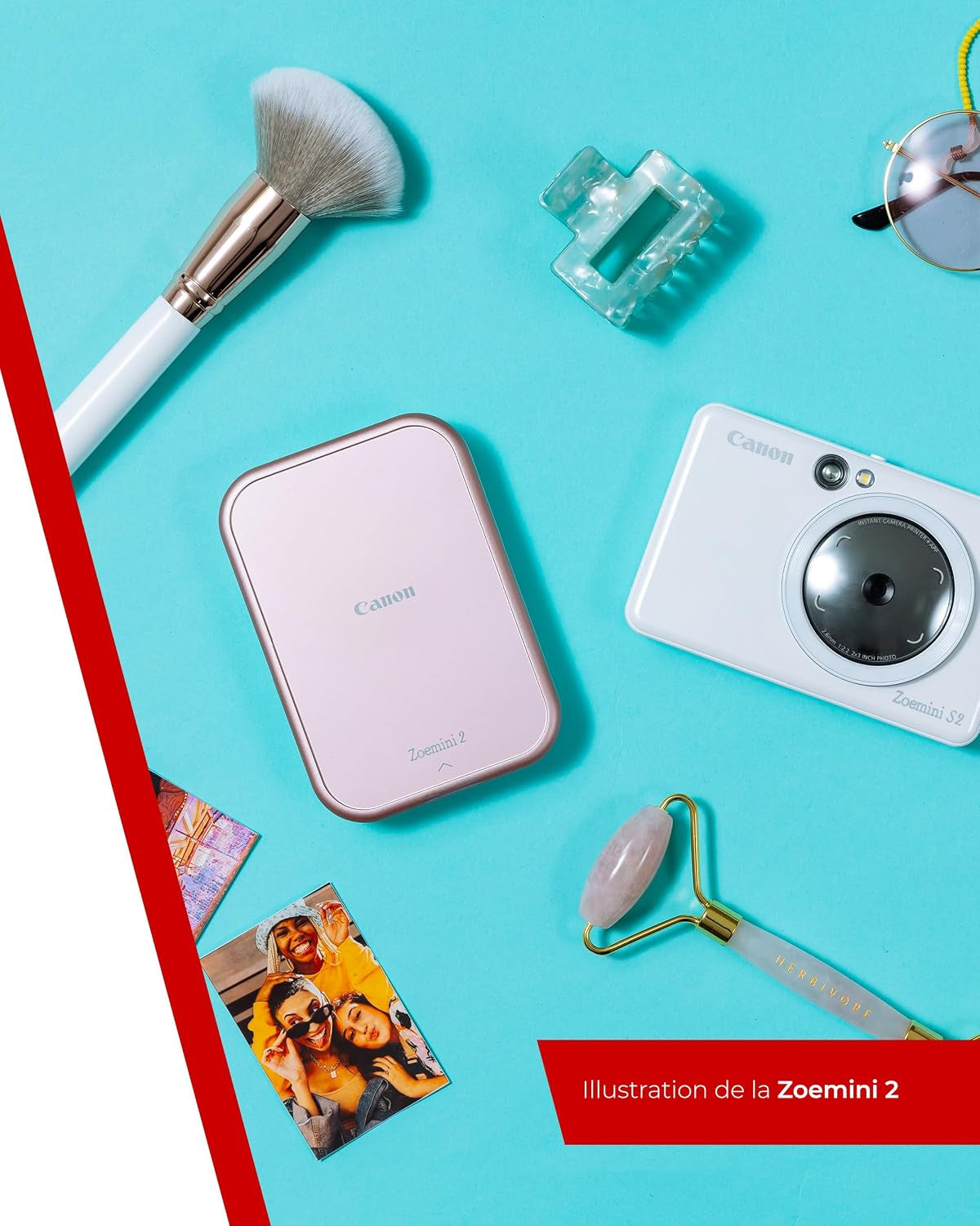 Canon ZOEMINI 2 Imprimante Photo Portable Bluetooth + 10 Papiers Photo | Impression Thermique Sans Encre ; Photos Résistantes À L'Eau Et Déchirures, Tirage Sans Bordure, 20 Photos Par Charge