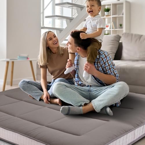 MAXYOYO 6" Extra Thick Floor Futon Mattress, Foldable Japanese Floor Mattress for Adults, Roll Up Tatami Pad for Guest Room, Black, Queen