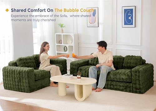 MAXYOYO Loveseat Sofa for Living Room, Small Sofa Couch Tufted Boneless Couch, Comfy Bean Bag Chair for Small Space Bedroom Apartment, No Assembly Needed, Beige