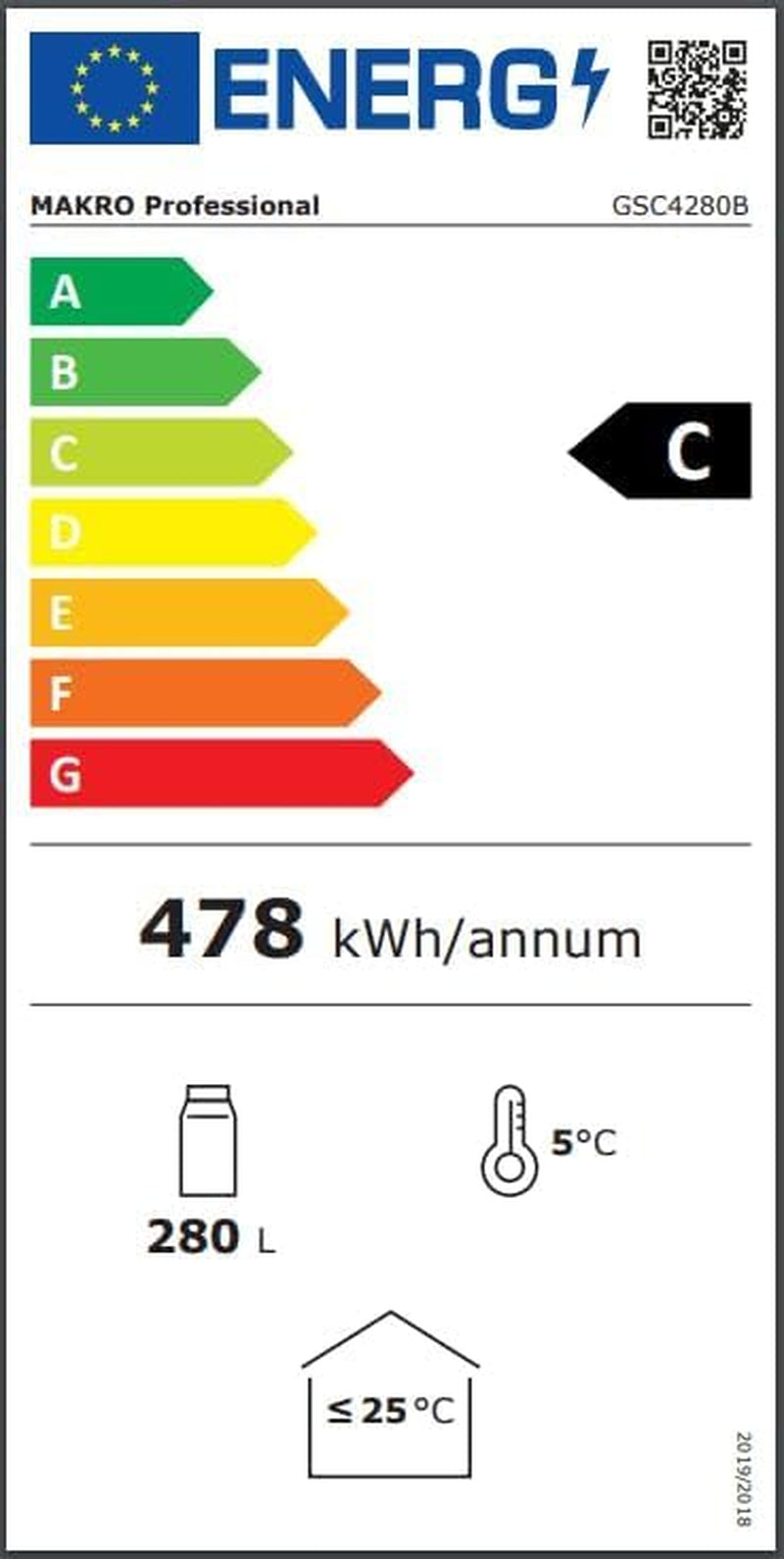 Réfrigérateur À Boissons GSC4280B, Vitrine Réfrigérée, 280 L, Réfrigération Ventilée, 210 W, Avec Serrure, Noir