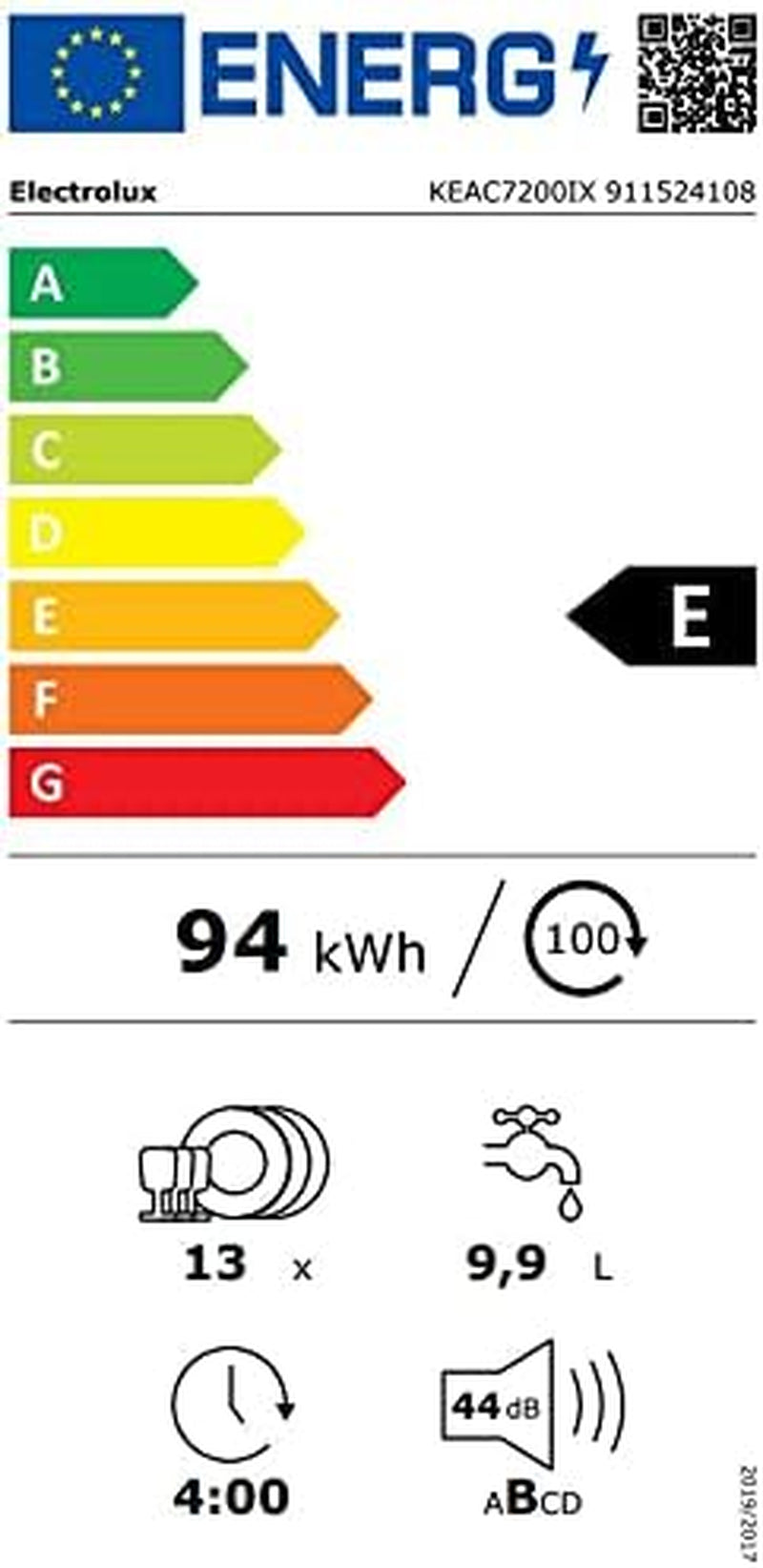 Lave-Vaisselle 60Cm 13 Couverts 44Db Intégrable Avec Bandeau - KEAC7200IX