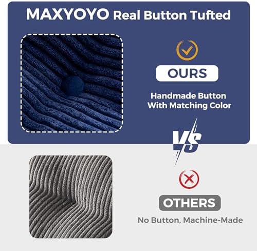 MAXYOYO Bean Bag Chair for Adults, Upholstered Floor Sofa with Armrests, Loveseat Boneless Couch with Tufted Cushion & Backrest, Sofa in A Box, Large Bean Bag Couch for Bedroom Living Room, Dark Grey