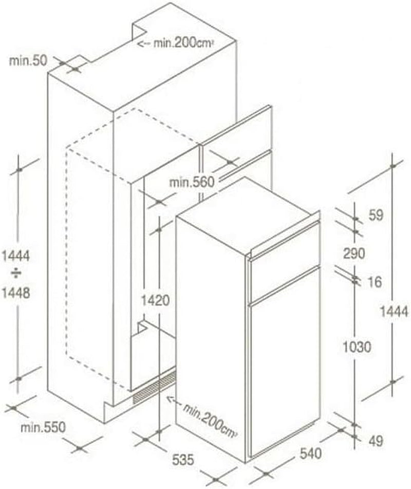 Cfbd 2450/2Es Intégré 220L A+ Blanc Réfrigérateur-Congélateur - Réfrigérateurs-Congélateurs (220 L, N-St, 39 Db, 2 Kg/24H, A+, Blanc)