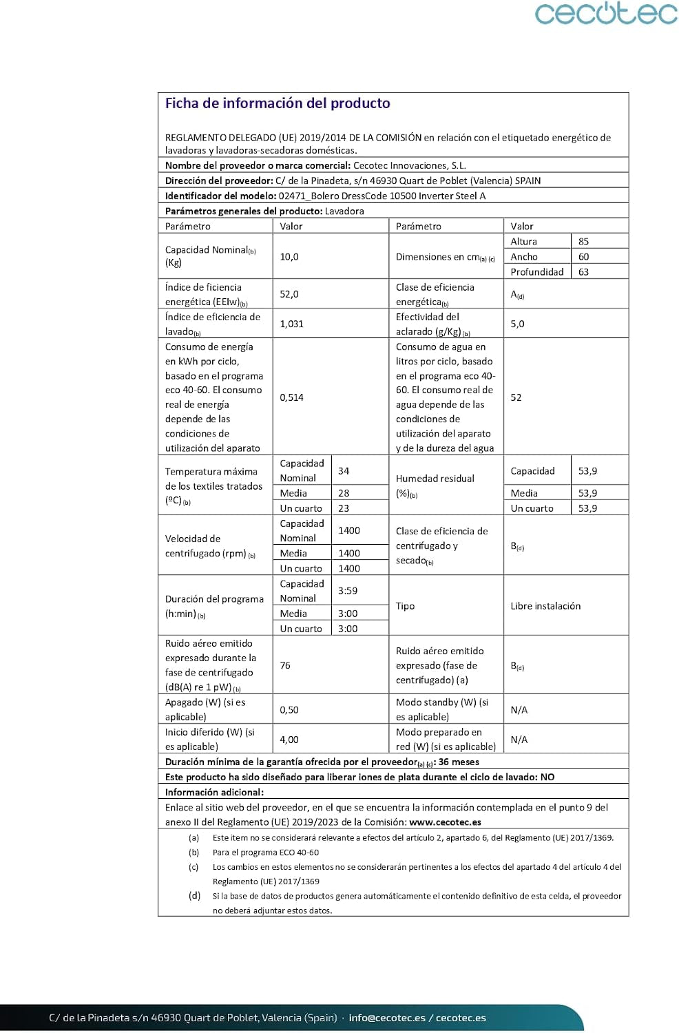 Lave Linge Frontal Bolero Dresscode 7150 Inverter A, Machine À Laver 7 Kg, 1400 Tr,Min, 12 Programmes, Classe A, Inverter Plus, Steam Max, Drum Clean, Départ Différé, Sécurité Enfant