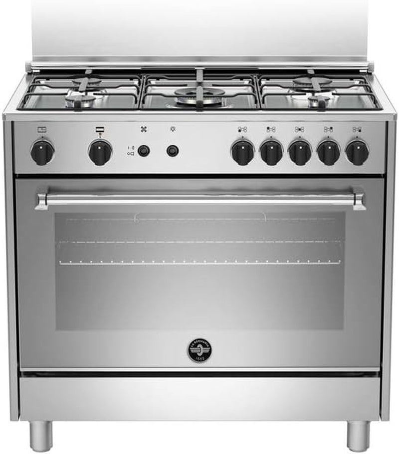 Bertazzoni La Germania Americana AMN965GXV Four Et Cuisinière Acier Inoxydable Gaz A+ - Fours Et Cuisinières (Cuisinière, Acier Inoxydable, Boutons, Rotatif, Noir, Devant, Gaz)