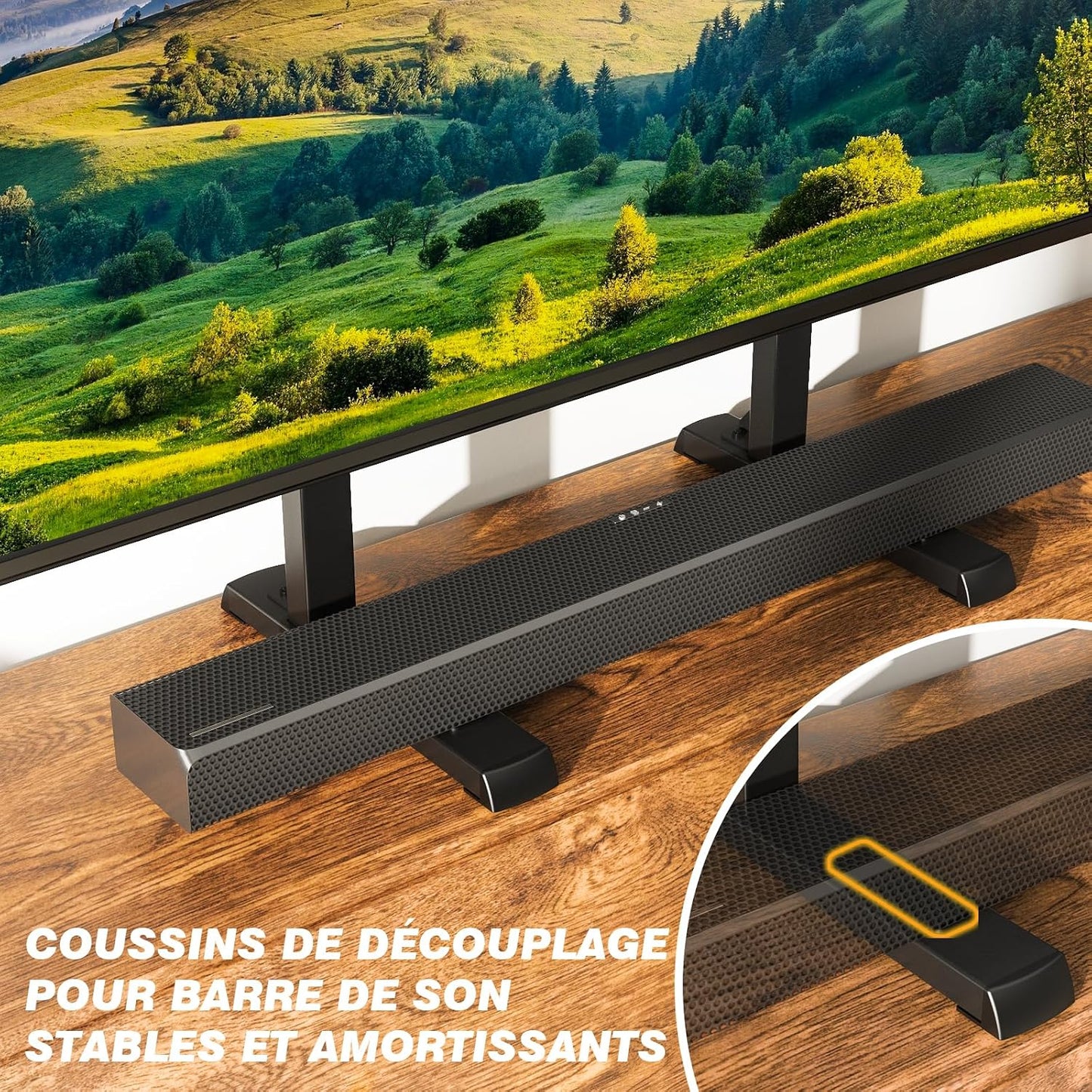 Support TV De Table Pour Téléviseurs 37 À 86 Pouces VESA Max 800X600Mm | Pieds De TV Réglables En Hauteur, Base De Support TV Avec Gestion Des Câbles Pieds En Acier Supportent Jusqu'À 68 KG