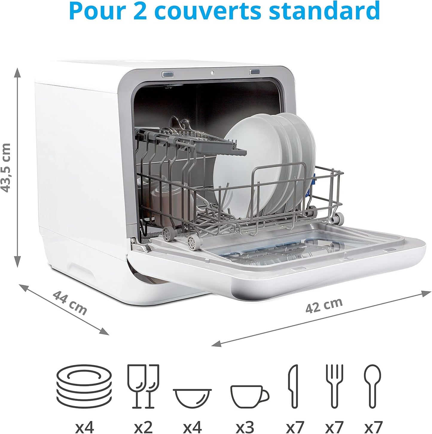 Mini Lave-Vaisselle MD 37217, Petit Lave-Vaisselle Pour 2 Couverts, Lave-Vaisselle Portable Avec Mode De Départ Différé Et 6 Modes De Nettoyage