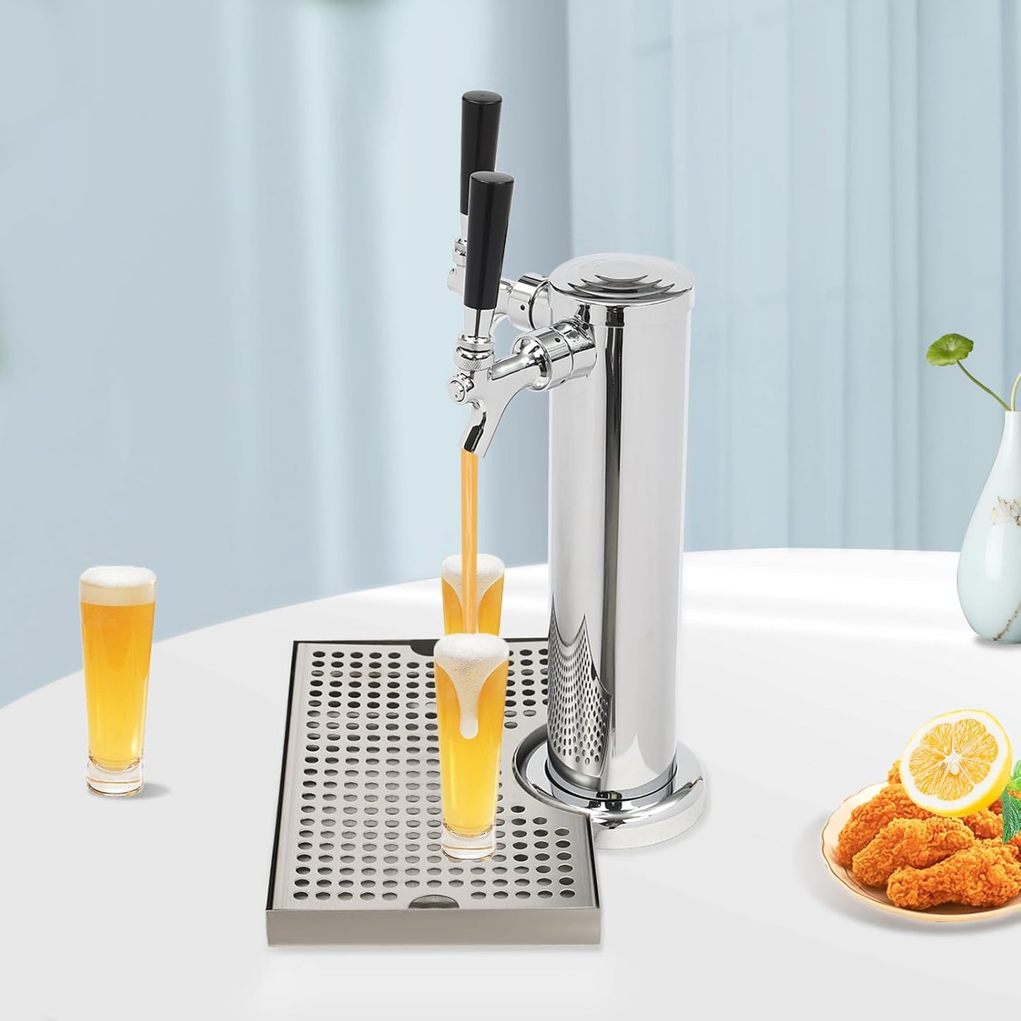 Tour À Bière En Acier Inoxydable Avec 2 Robinets, Colonne Distributrice, Distributeur Homebrew, Système De Tireuse À Bière Portable
