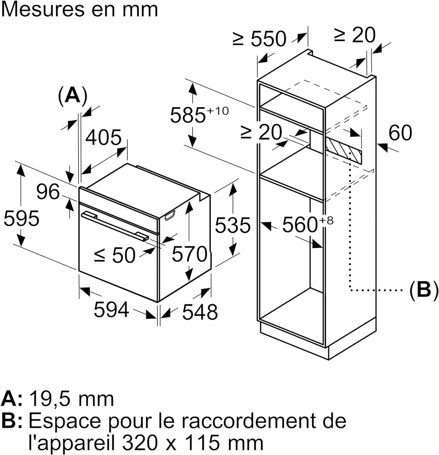 HBA573BA0 Four Intégrable Série 4 - Four Multi-Fonctions - Pyrolyse - 3600 W - Grande Capacité De 71L - Noir