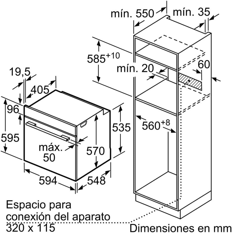 HB574AER0 Iq300 Four Multifonction Pyrolyse, 60 Cm, 3600 W, 10 Programmes Automatiques, Verrouillage De Sécurité, Noir Et Acier Inoxydable