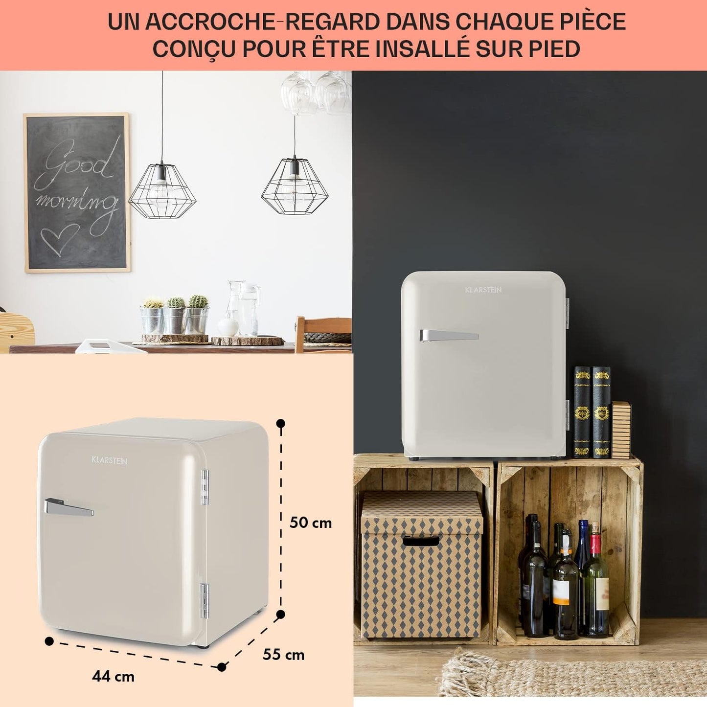 Mini Frigo De Chambre De 48L Pour Snacks Et Boissons, Petit Frigo Top Silencieux, Mini Bar, Petit Réfrigérateur Camping, Mini Frigo Cosmetique, Refrigerateur Avec Étagères Réglables, 0-10°C