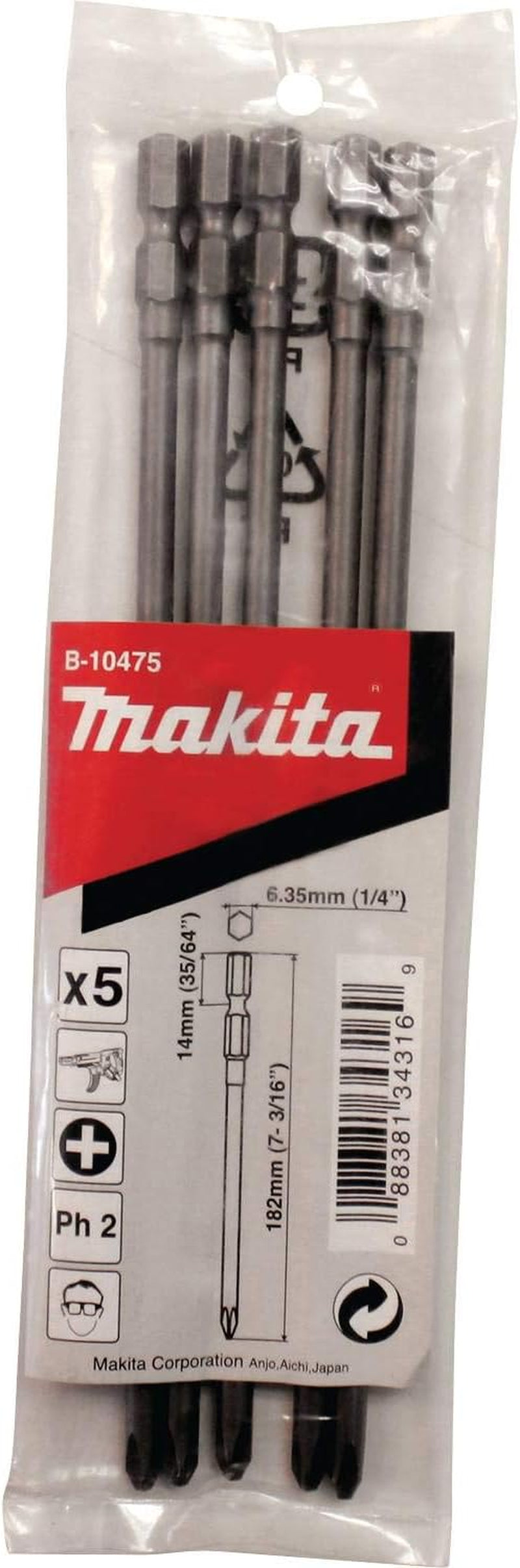 B-10475#2 (7-316'') Phillips Power Bit Embout, 5Pk