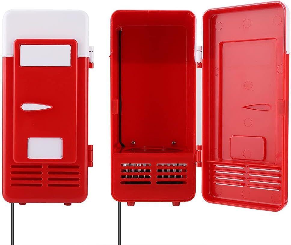 Mini Réfrigérateur Portable, Petit Réfrigérateur USB 5V 1 Canette Refroidisseur Et Chauffe-Réfrigérateur, Mini-Réchaud Mignon Refroidisseur De Boissons, Pour Voiture, Bureau, Chambre, Etc.(Rouge)