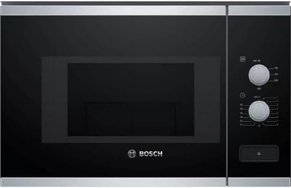 PKF611BB8E- Série 4,Table De Cuisson Vitrocéramique - 4 Foyers - 60 Cm - Puissance 6600 W - Noir & BFL520MS0 Série 4 - Micro-Ondes Intégrable, 60 X 38 Cm, 21 Litres, Inox