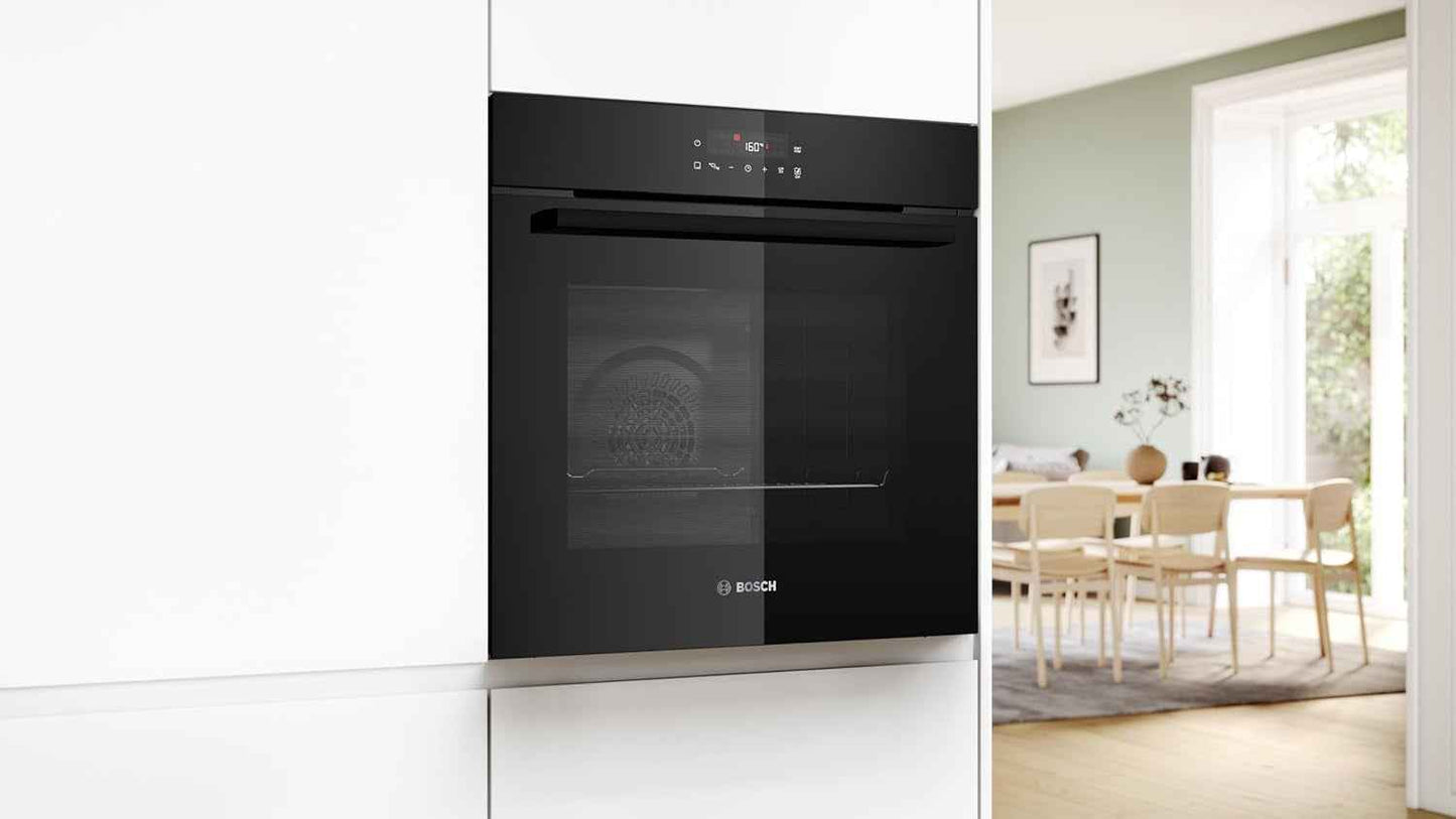 Bosch HBA571BB4 Série 2 Four Encastrable 60 X 60 Cm 71 L Espace De Cuisson 71 L Auto-Nettoyage À Pyrolyse Autopilot 10 Programmes Air Chaud 3D Contrôle Tactile LED Noir