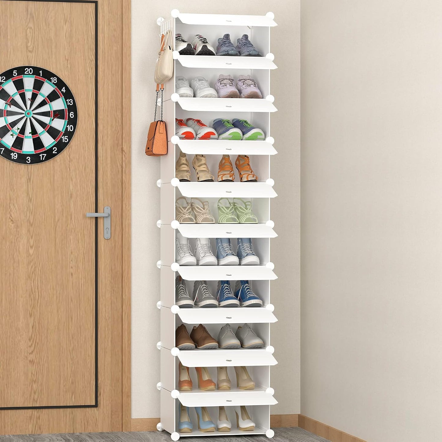 Meuble Chaussure, 10 Niveaux Meuble À Chaussure, Etagere Chaussure | Pour 20 Paires De Chaussures, Rangement Chaussure Chaussure Entree Pour Entrées, Chambres Et Couloirs, Blanc