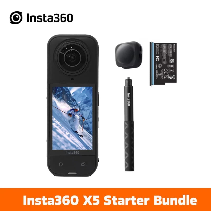Insta360 X5 action camera, new 8K 30fps version, interchangeable lenses, triple IA chip, upper performance in low light, full minutes, Insta 360 X5 GWmarket