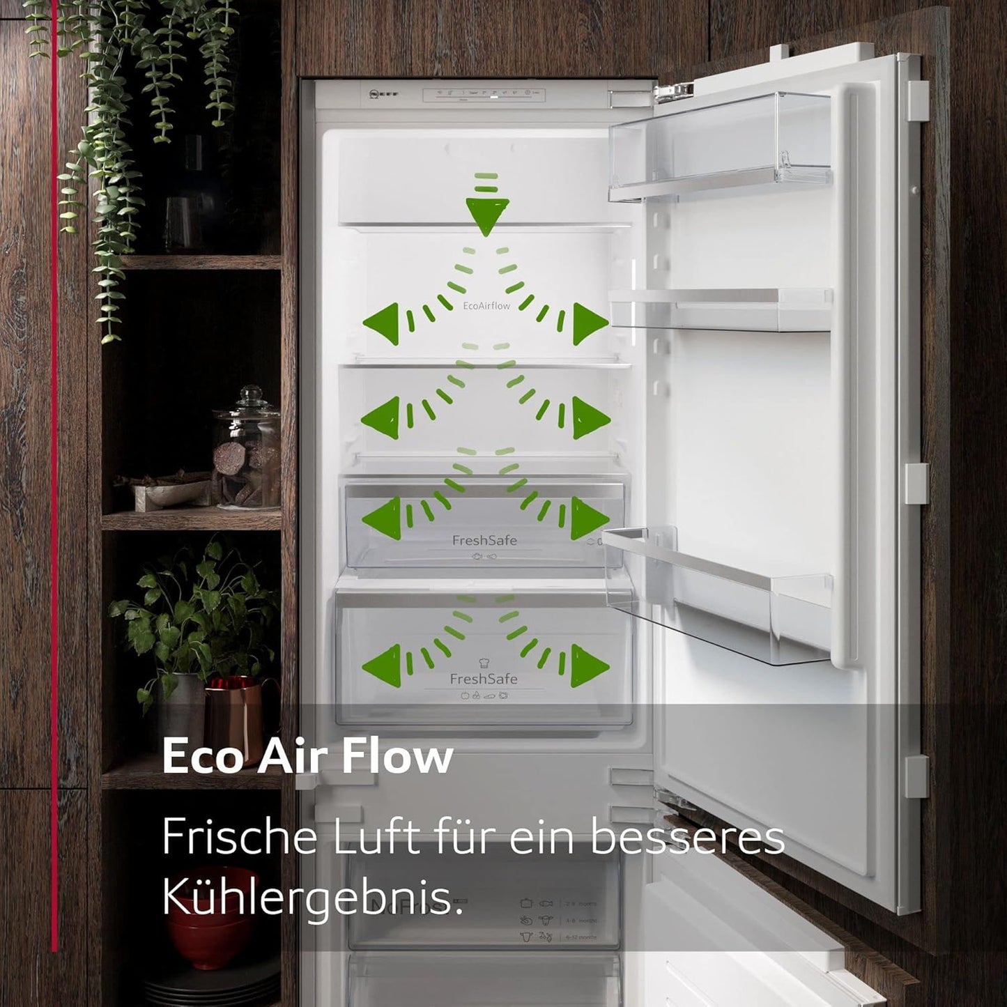 Neff KI2423DD1 Einbaukühlschrank Mit Gefrierfach, Nischenhöhe 122 Cm, Breite 56 Cm, 187 L, Festtürtechnik, LED Beleuchtung, Superkühlen