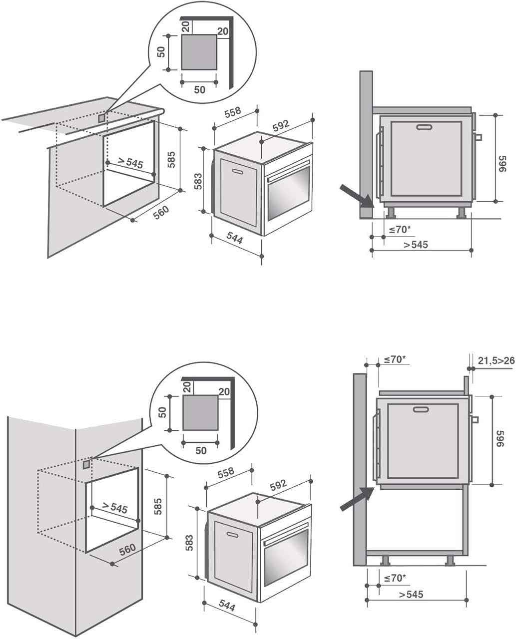 Four Encastrable Pyrolyse DOP7350A - Four Multifonction Chaleur Tournante Ou Pulsée / 73 Litres / Classe A+ / Anthracite / Rails Télescopiques / Porte Froide (4 Vitres)