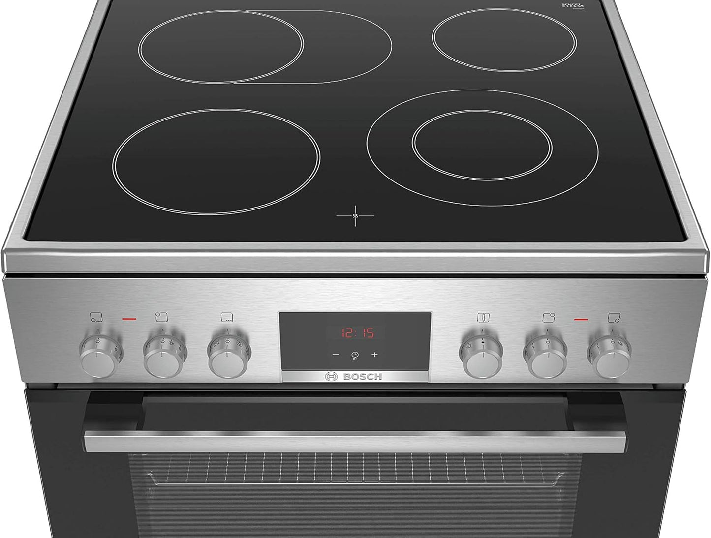 HKR39C250 Série 4 Cuisinière Électrique 60 Cm De Large, Ecoclean Direct, 3D Air Chaud Cuisson À 3 Niveaux, Contrôle De L'Écran LED, Zone De Cuisson Extensible Pour Grande Batterie De Cuisine