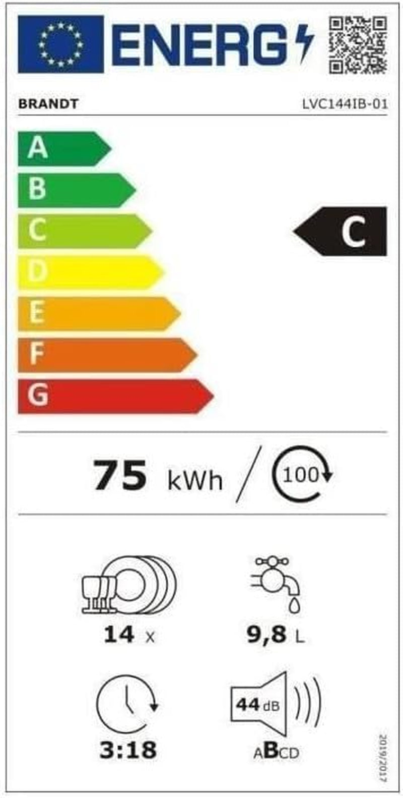 Lave-Vaisselle Pose Libre LVC144IB - 14 Couverts - Induction - L60Cm - 44 Db - Noir