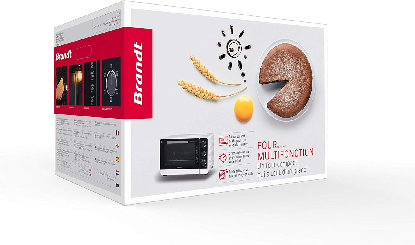 - FC405MW - Mini Four Posable Et Compact 2100 W – Capacité 40L - Multifonction Avec 5 Modes De Cuisson - Cuisson Homogène - Double Vitrage – Blanc