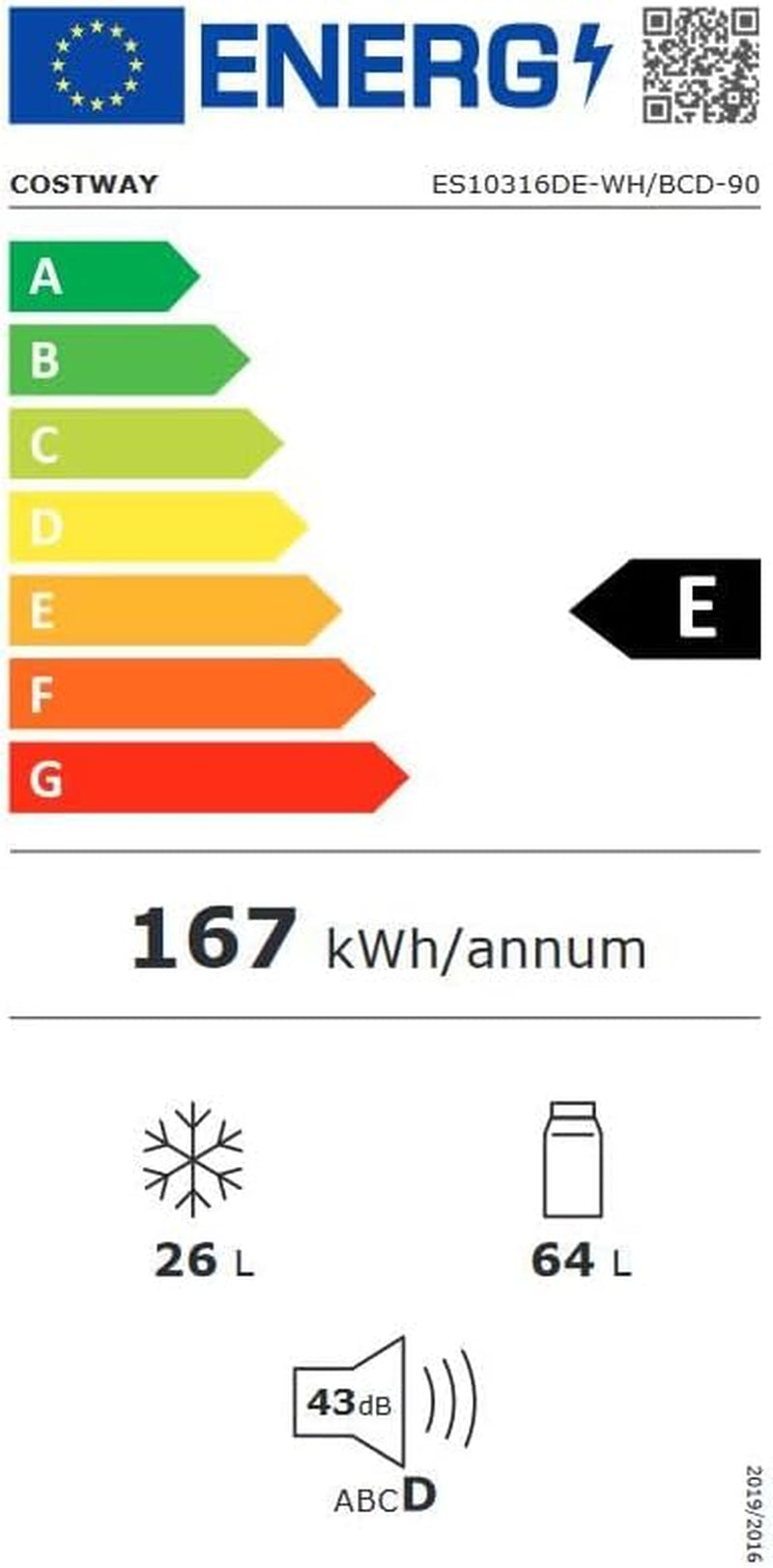 Réfrigérateur À Double Porte 90 L, Réfrigération Rapide, Économie D'Énergie, Réfrigérateur En Métal Avec 7 Niveaux De Température, 48,5 X 49,5 X 86 Cm (Blanc)