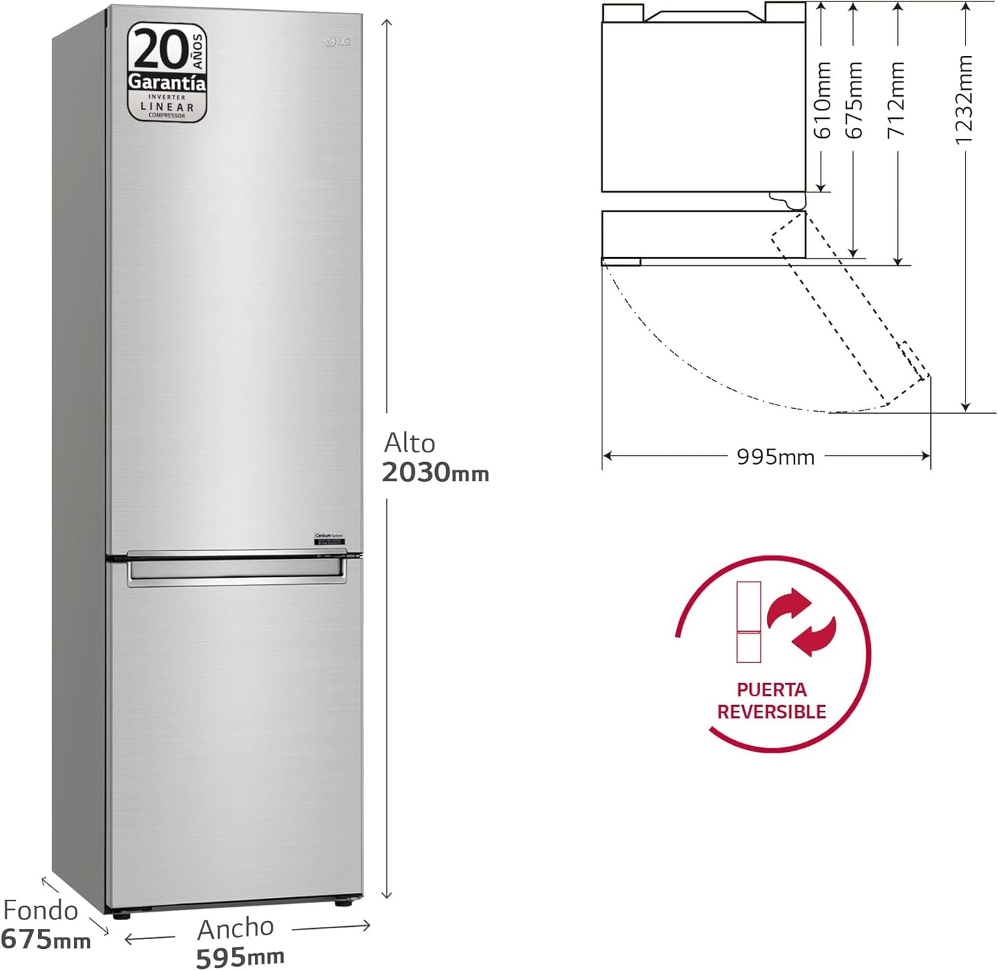 GBB92STBAP Réfrigérateur-Congélateur Autoportante 384 L a Acier Inoxydable