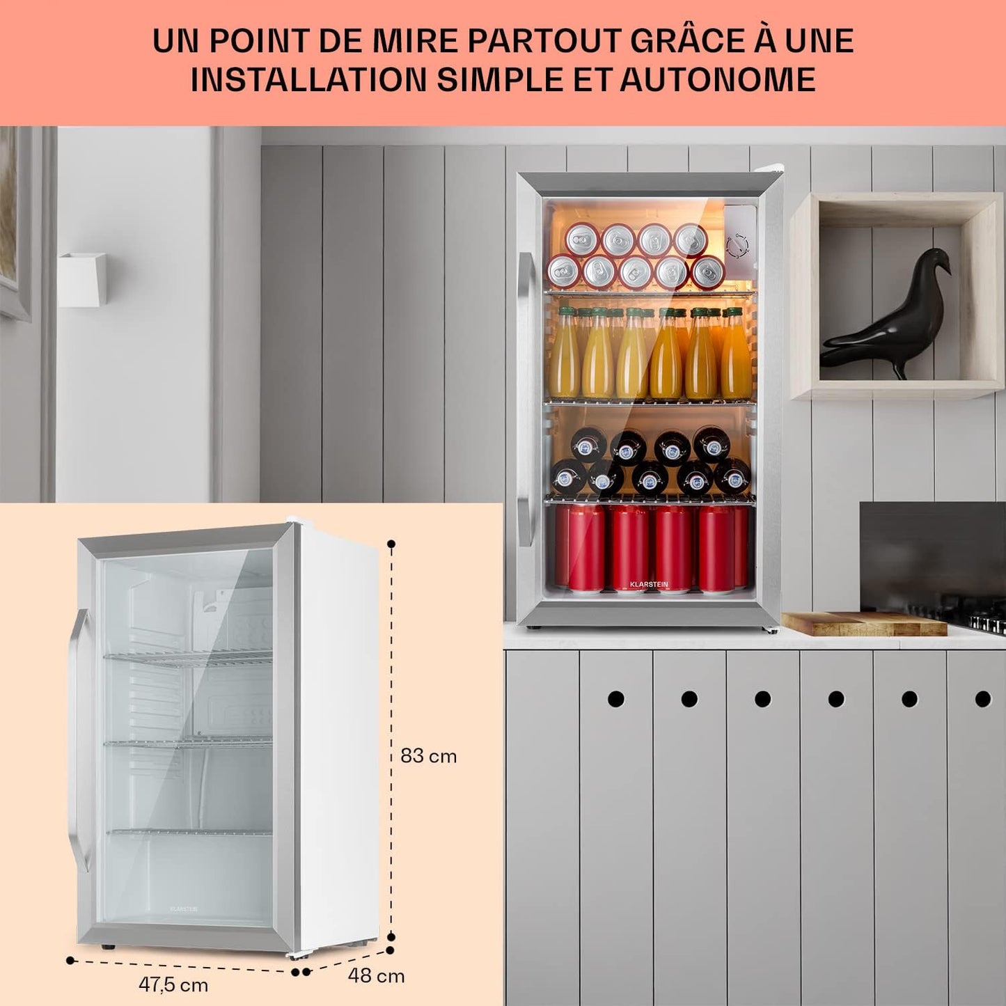 Mini Frigo De Chambre Et Bureau Pour Boisson, Petit Frigo Silencieux, Refrigerateur Mini Bar 80L, Petit Réfrigérateur Camping, Étagères Réglables Pour Le Vin, Cannette, Beer Fridge