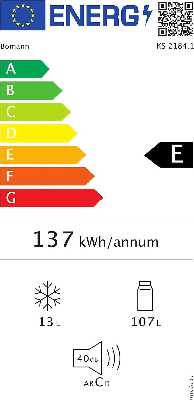 Réfrigérateur Avec Congélateur 120 L KS 2184-1, Inox | Compartiment Congélateur, Réglage De La Température En Continu, Charnière Interchangeable, Pieds Réglables
