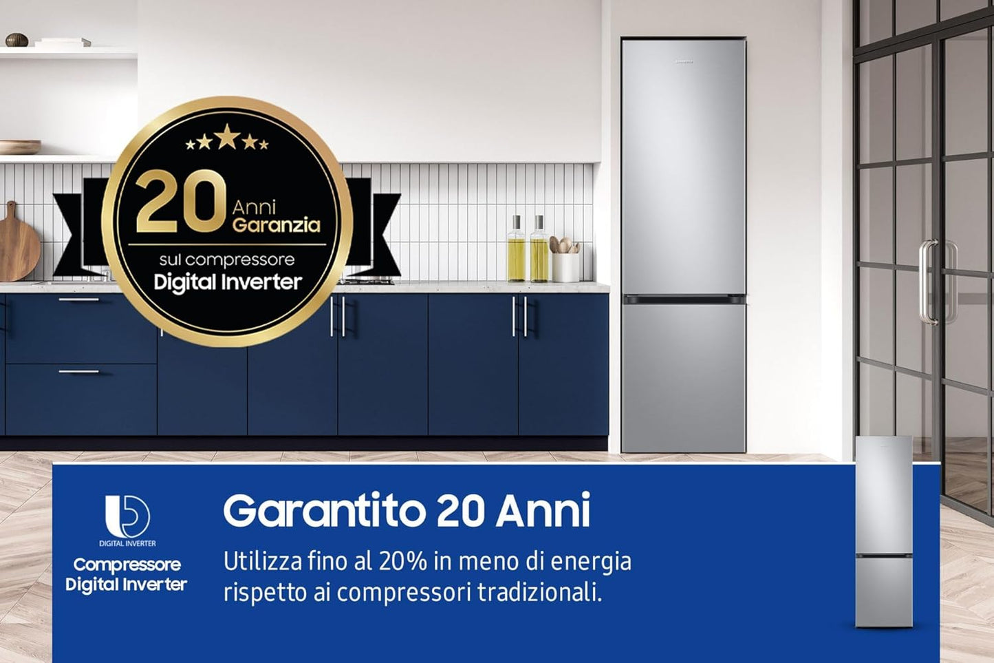 R�FRIG�RATEUR COMBIN� RB38C603DSA 390L H203CM D CONNECTE NO FROST ECRAN INTERNE METAL GREY