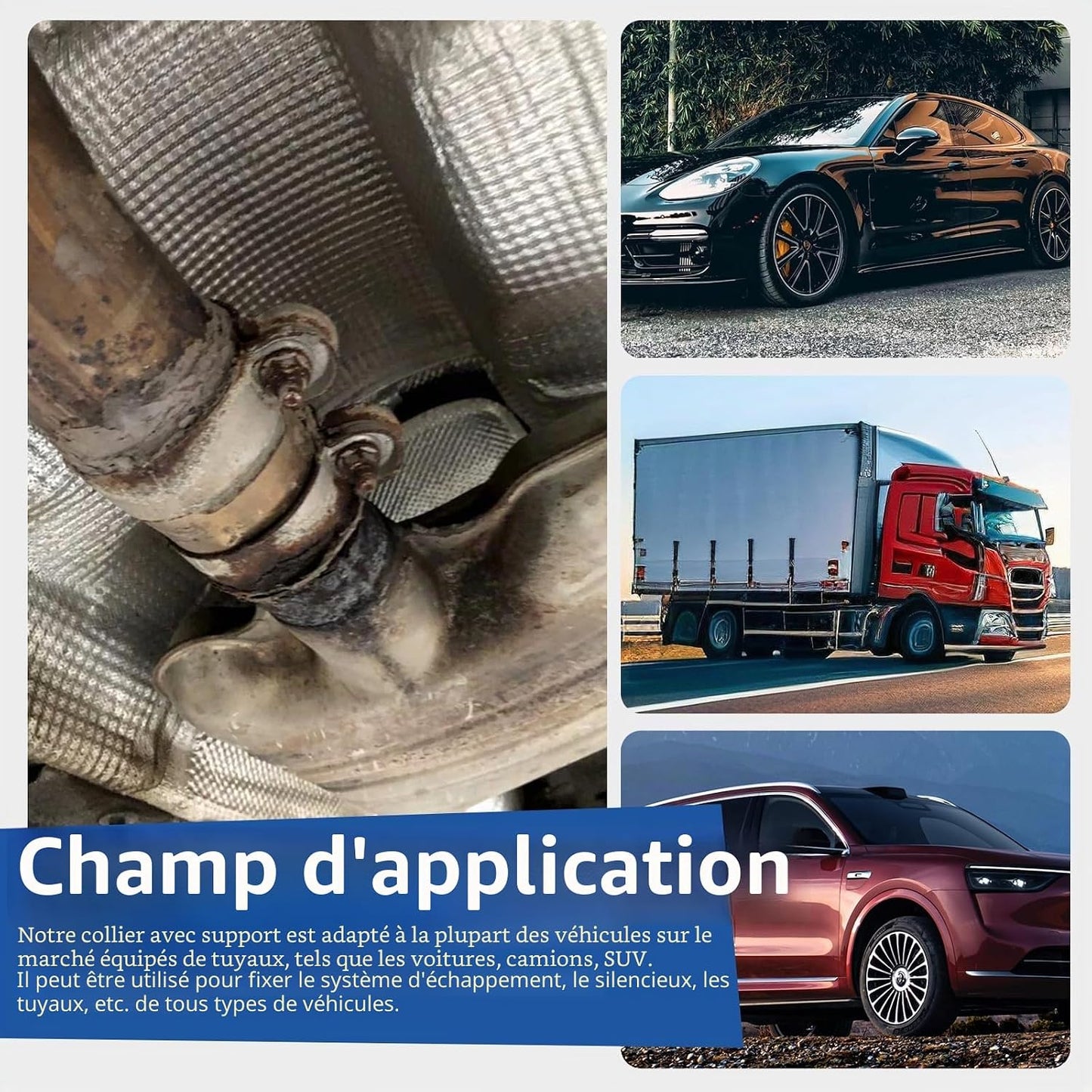 1 Pince D'Échappement Universelle De 7,5 Cm Avec Suspension, Robuste Pour Tuyau D'Échappement De Voiture Et Camion (2,25 Pouces)