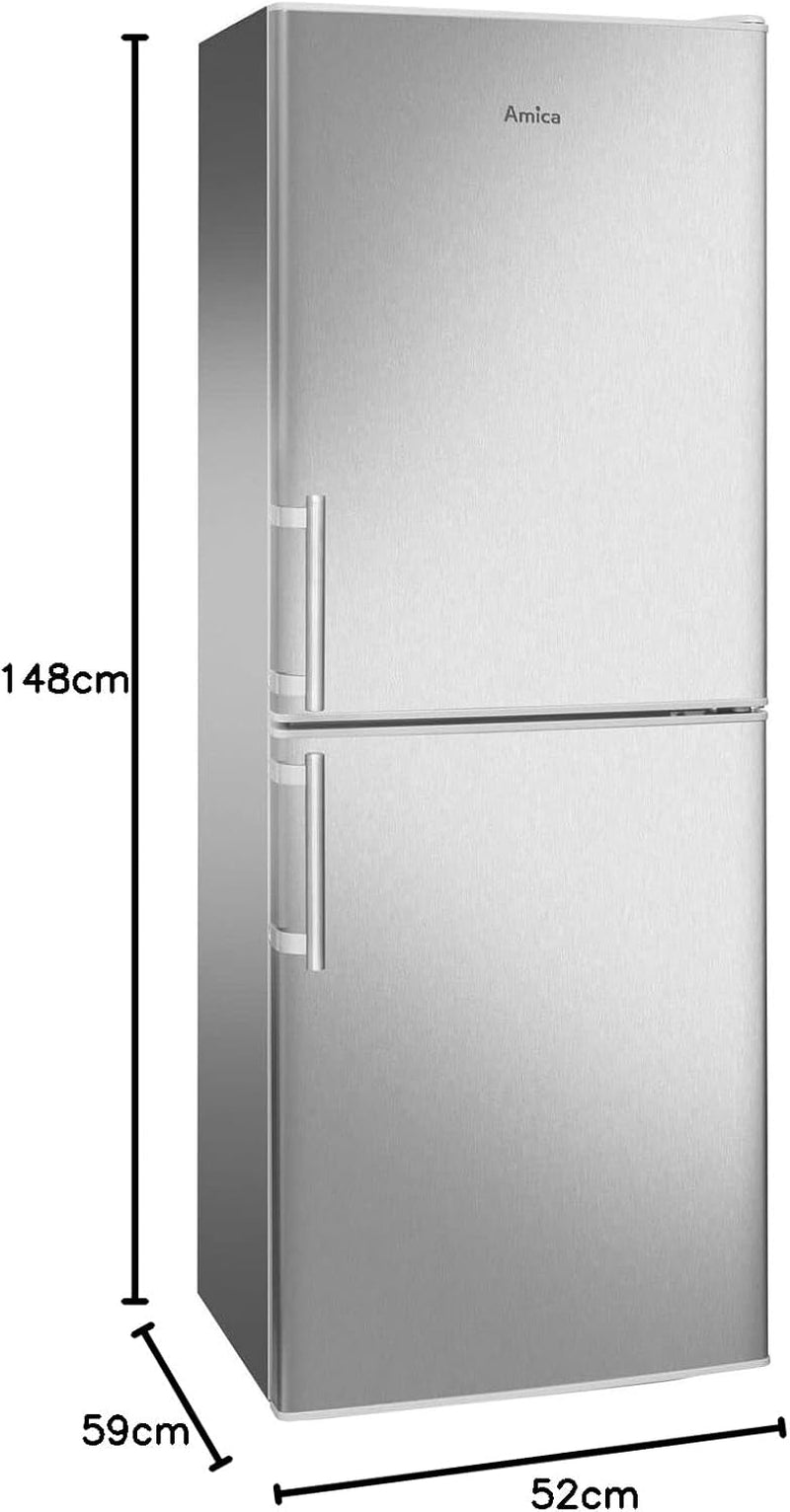 Amica KGC 384 110 E Stand Kühl-Gefrierkombination, 52Cm Breit, 148 Cm Hoch, 138 L, Automatische Abtauung, 2 Ablagen, Edelstahloptik