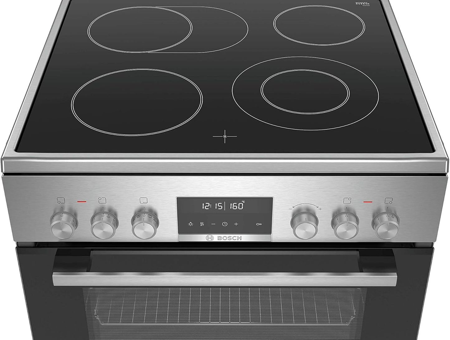 Serie 6 HKS79U250 Four Et Cuisinière Noir, Argent Plaque Avec Zone À Induction a - Fours Et Cuisinières (Cuisinière, Noir, Argent, Rotatif, Tactil, Acier Inoxydable, Devant, 1,2 M)