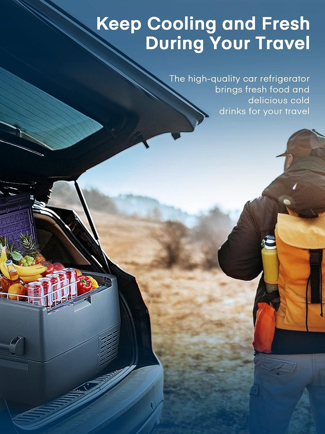 Glacière Electrique Portable, Réfrigérateur À Compresseur 45L, Camping Congélateur(-20℃~+20℃), Porte Amovible, 12/24V DC Et 220-240V AC, Pour Voiture, Camion, Bateau, Véhicules, Camping, Gris