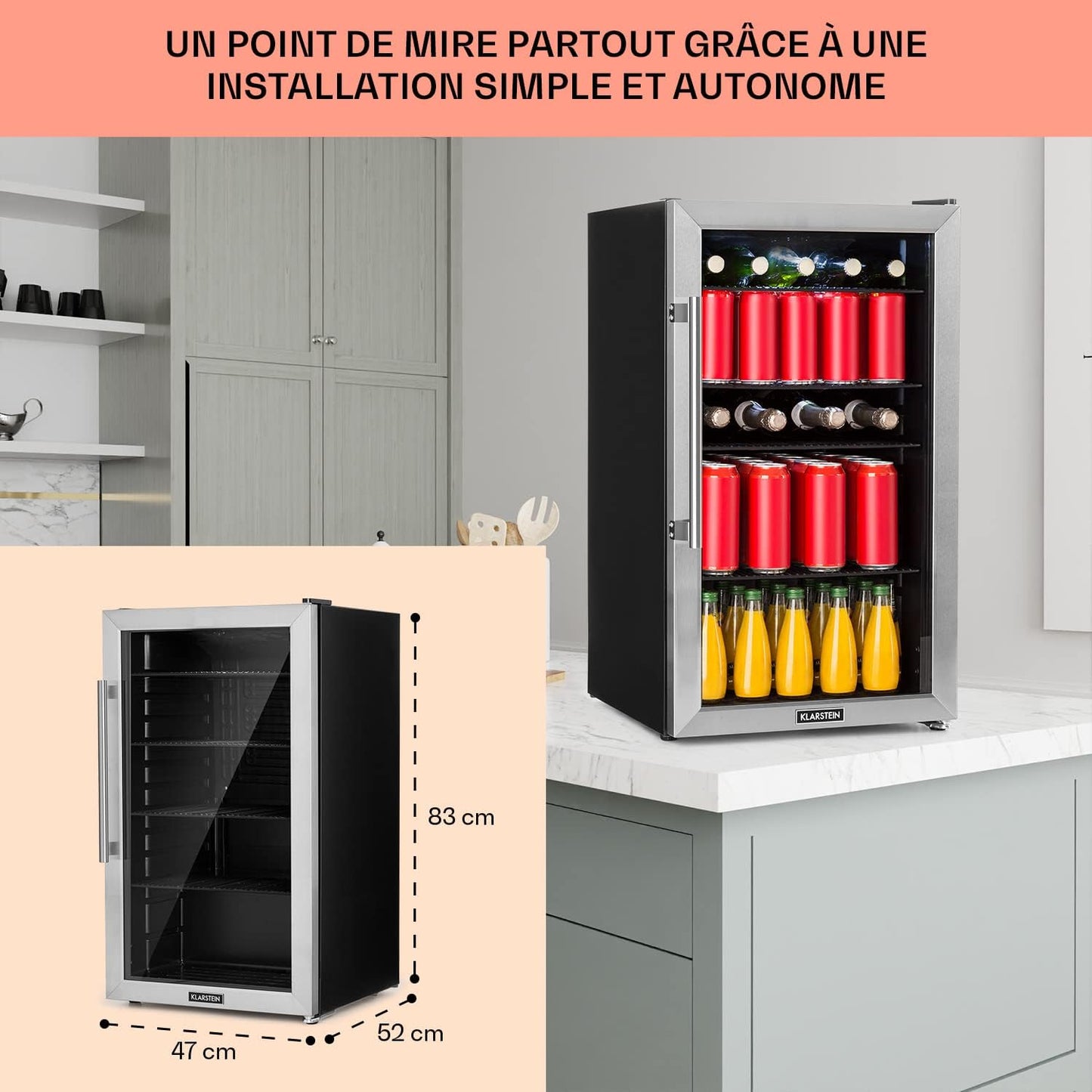 Mini Frigo De Chambre Et Bureau Pour Boisson, Petit Frigo Silencieux, Refrigerateur Mini Bar 98L, Petit Réfrigérateur Camping, Étagères Réglables Pour Le Vin, Cannette, Beer Fridge