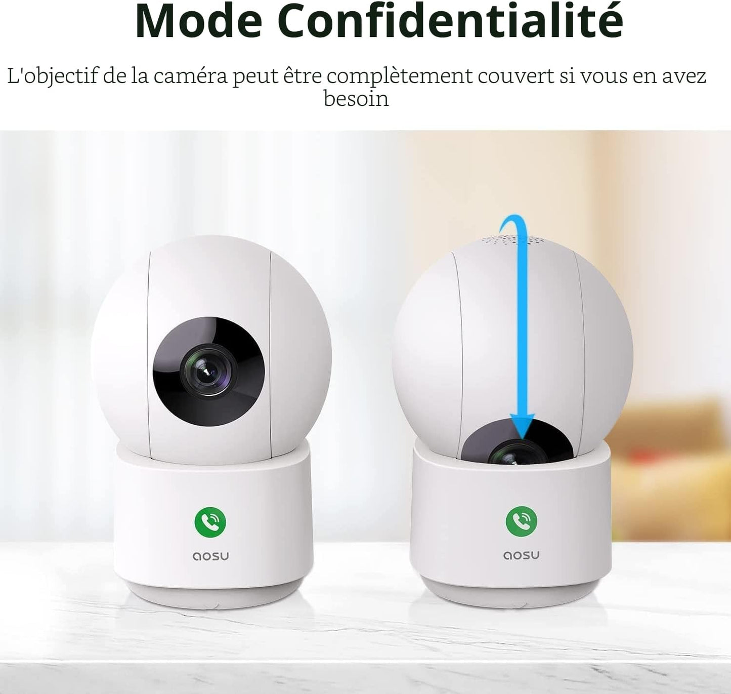 4MP Caméra Intérieure Pour Bébé Et Animaux, Appel À Une Touche | Pack De 2, Vue Maison 360°, Suivi De Mouvement Intelligent, Enregistrement 24/7, Vision Nocturne IR, 2,4 Ghz Wifi