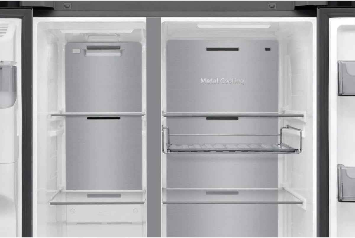 Samsung RS90F65EDTEF Réfrigérateur-Congélateur Côte À Côte, Réfrigérateur AI Avec Congélateur, 178 Cm, 621 L, Distributeur D'Eau/Glaçons Avec Réservoir D'Eau, AI Home, Commande Vocale, Aspect Inox