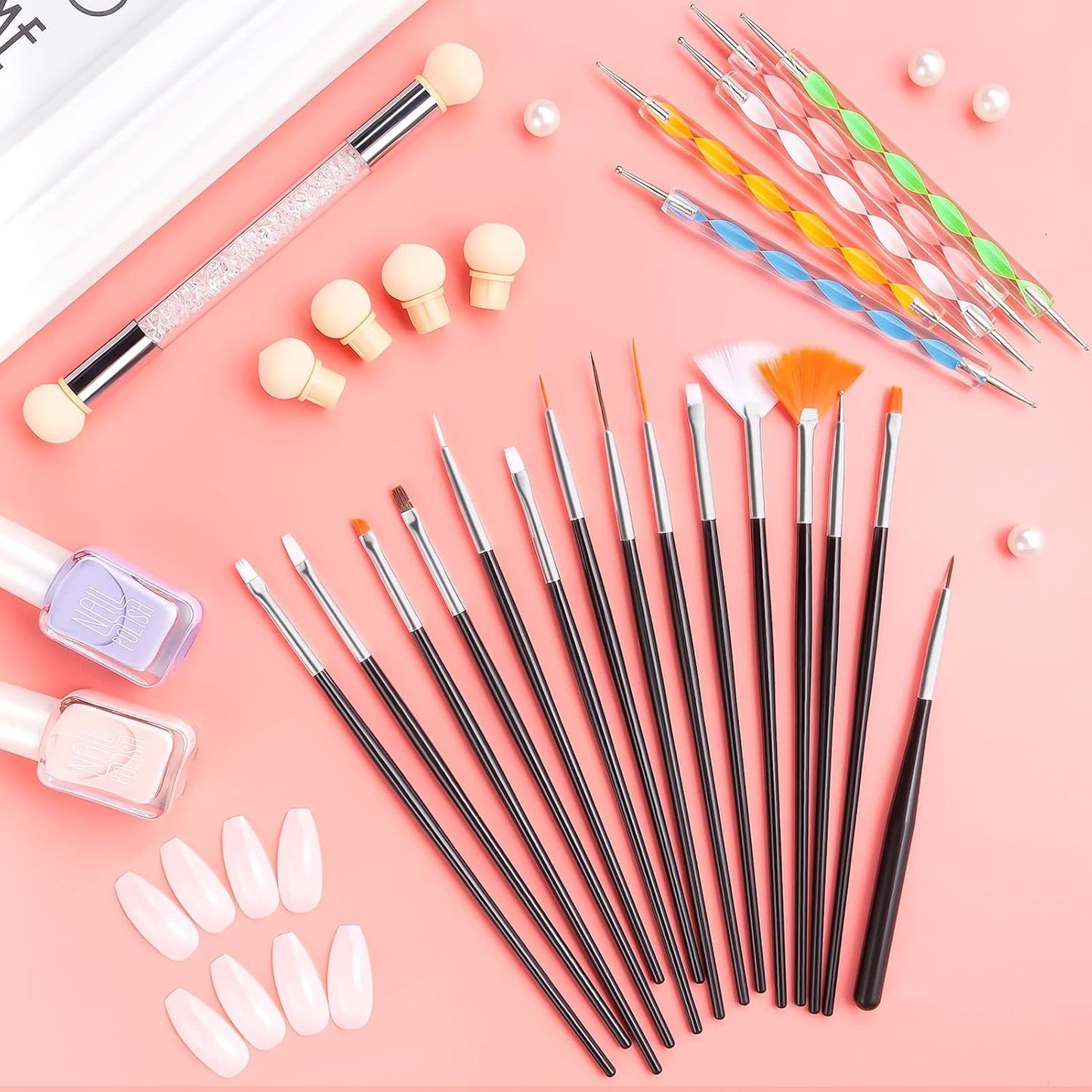25 Pièces Pinceaux À Nail Art Ongles, Kit Complet De Pinceaux Gel Précision En Acrylique Et Pinceaux Dégradeurs Dotingtool Pour Décoration Des Ongles Et Usage Professionnel Manucure